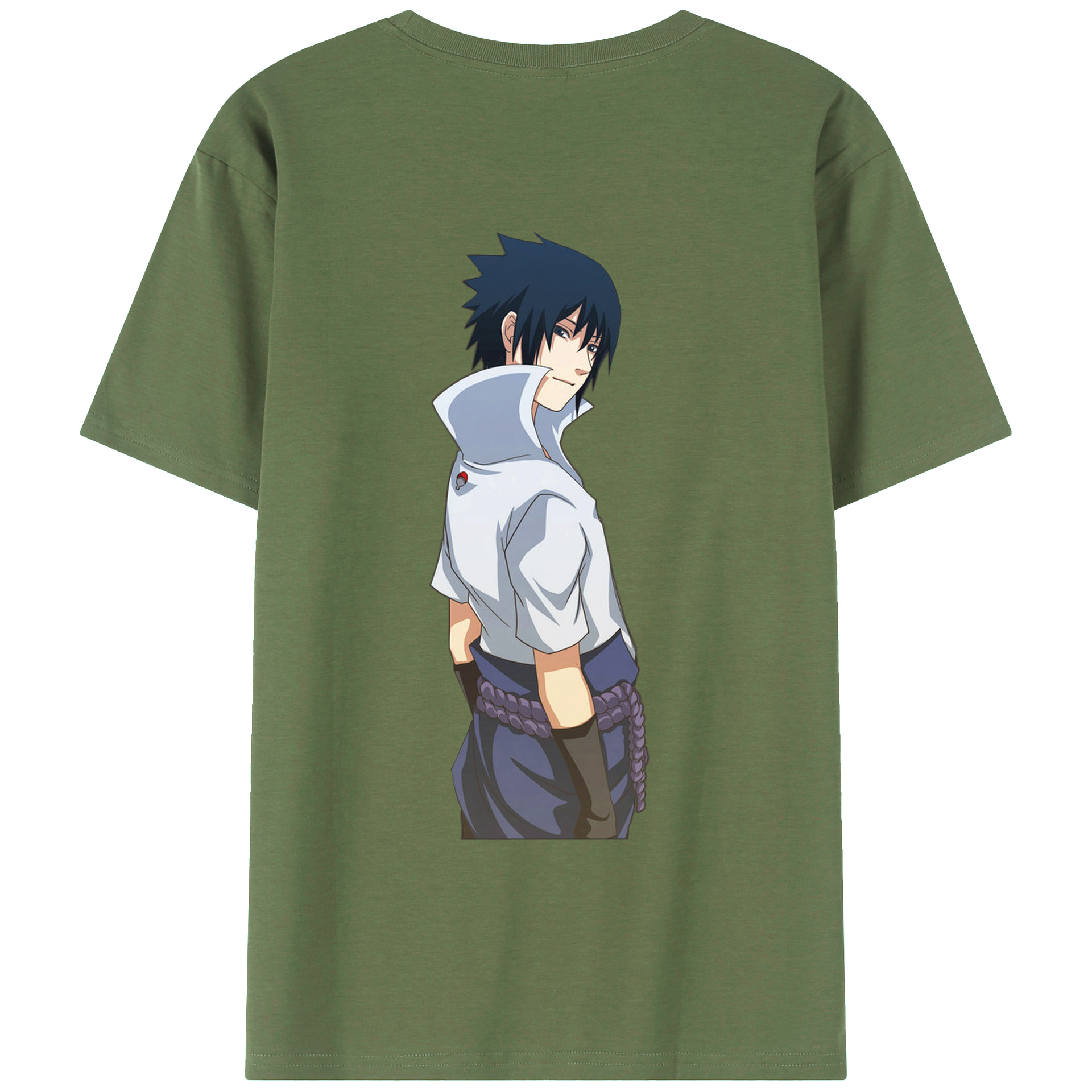 （画像用） NARUTO -ナルト- うちは サスケ Uchiha Sasuke 綿100％ メンズ半袖Tシャツ（バックプリント） 通気性